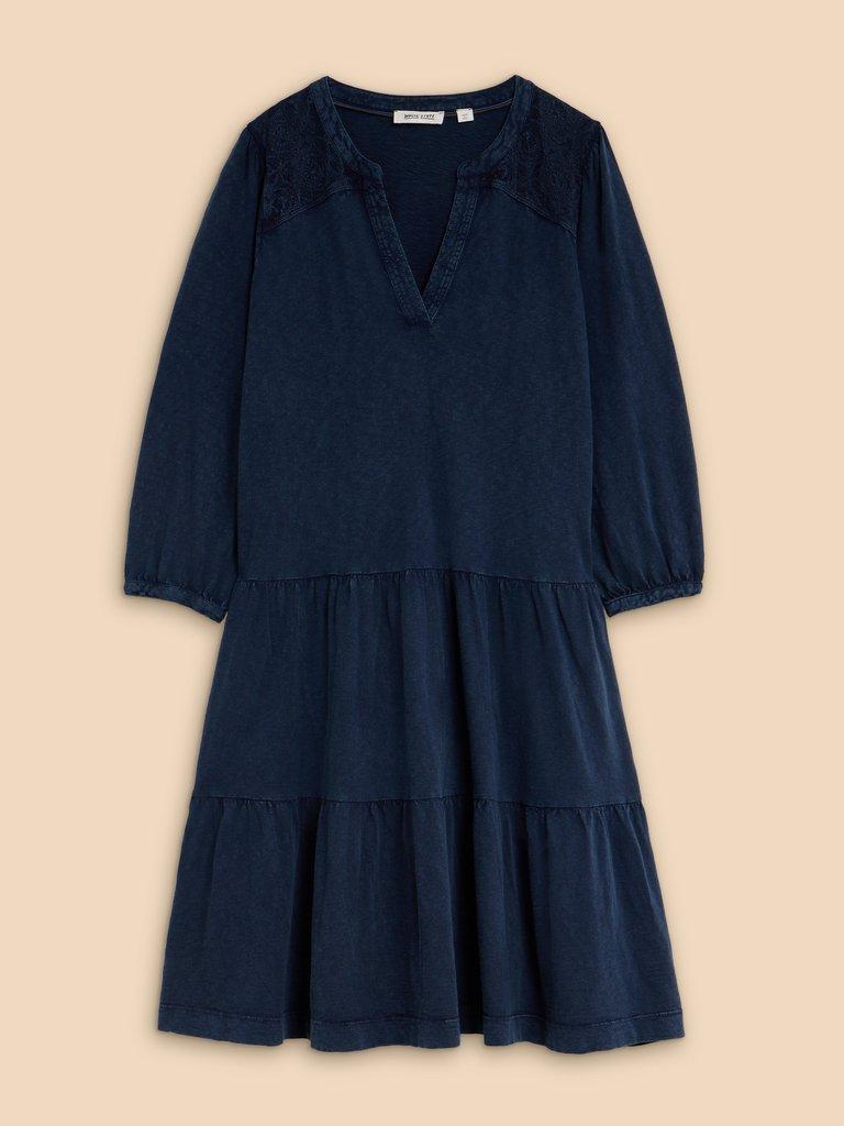 Clara Denim Jersey Dress in DK DENIM - FLAT FRONT