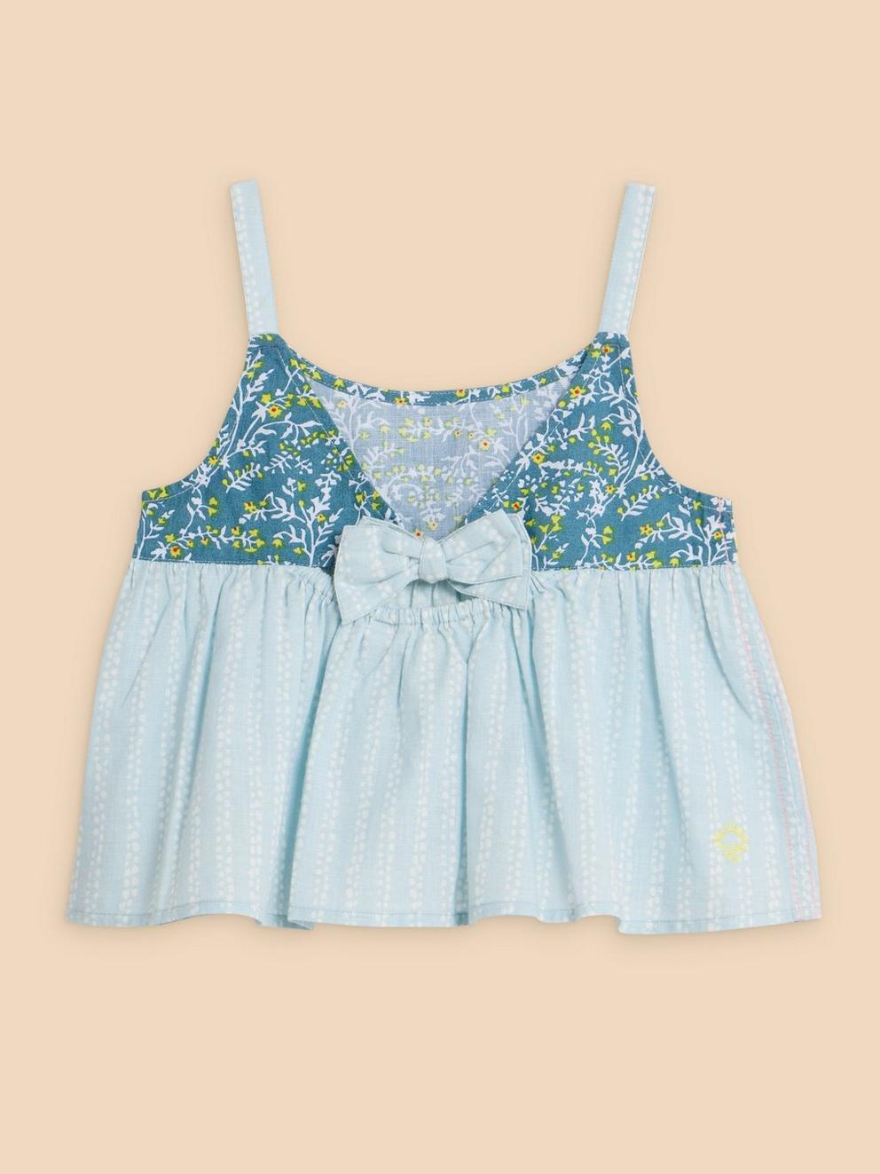 Printed Swing Top in BLUE MLT - FLAT BACK