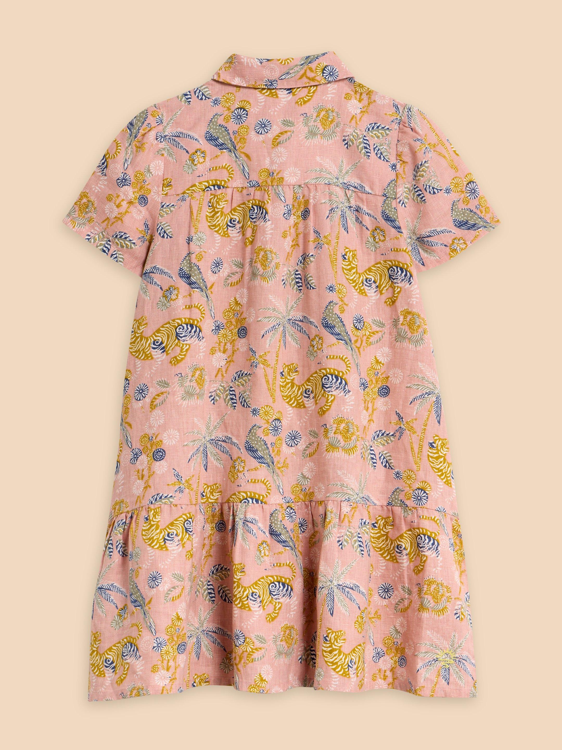 Printed Woven Shirt Dress in PINK MLT - FLAT BACK