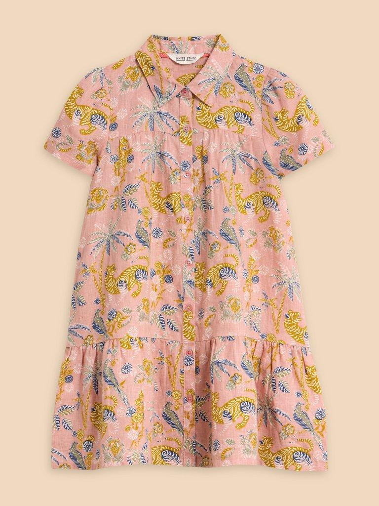 Printed Woven Shirt Dress in PINK MLT - FLAT FRONT
