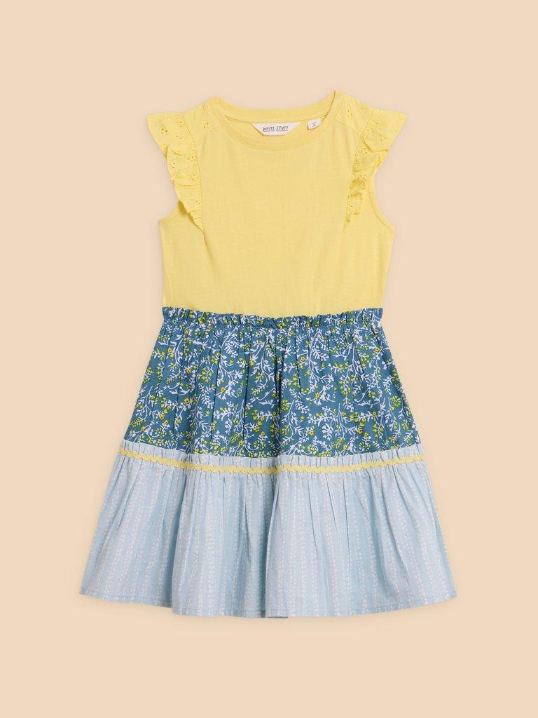 Printed Tiered Frill Dress in YELLOW MLT - FLAT FRONT