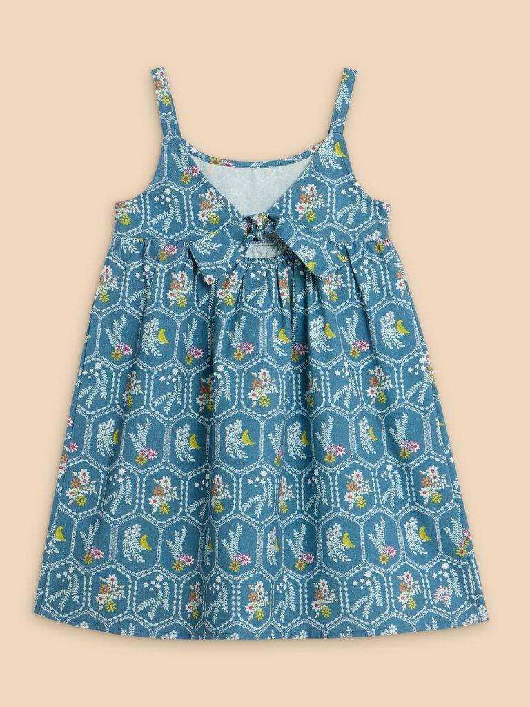 Printed Swing Dress in MID TEAL - FLAT BACK