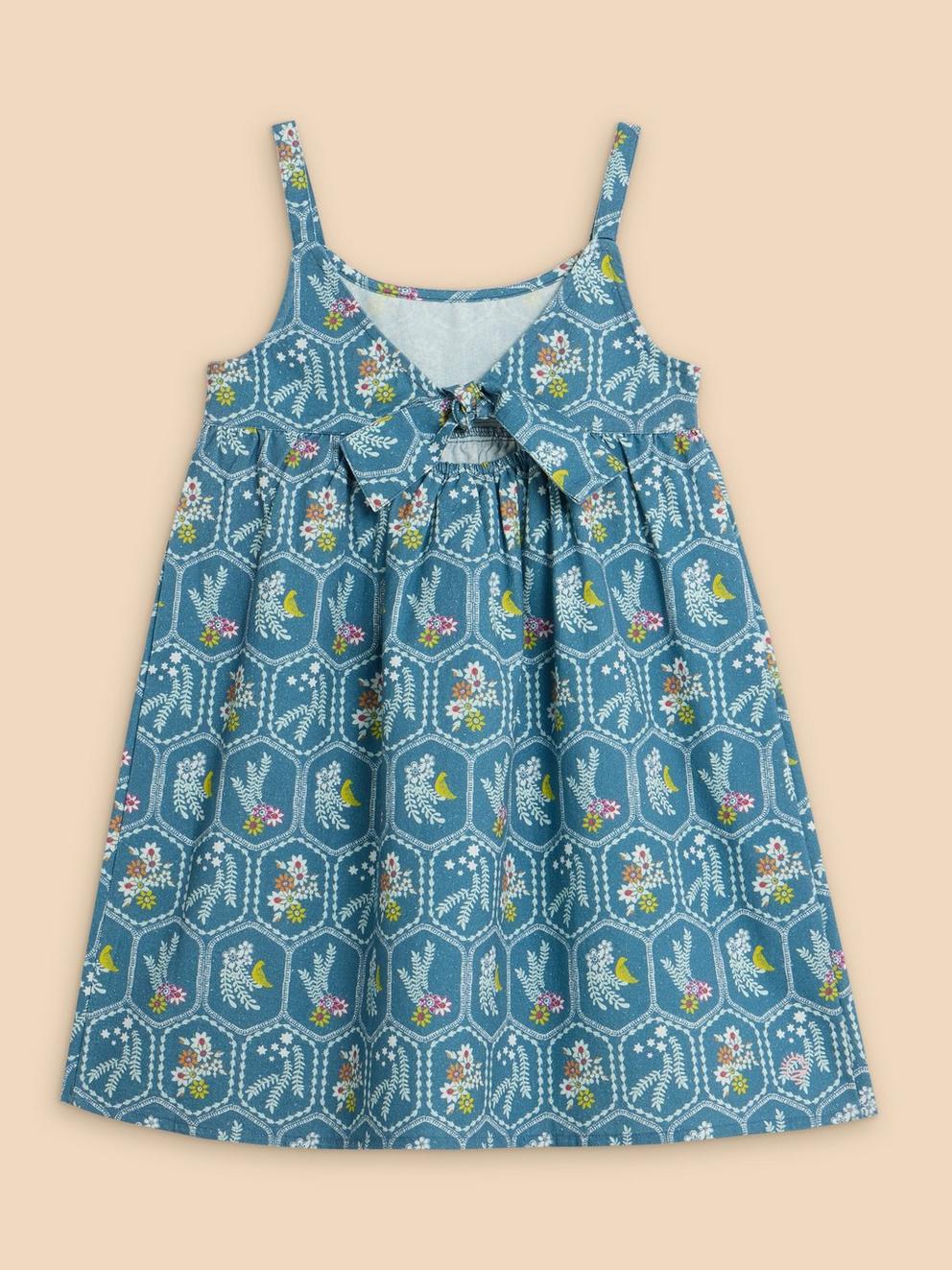 Printed Swing Dress in MID TEAL - FLAT BACK