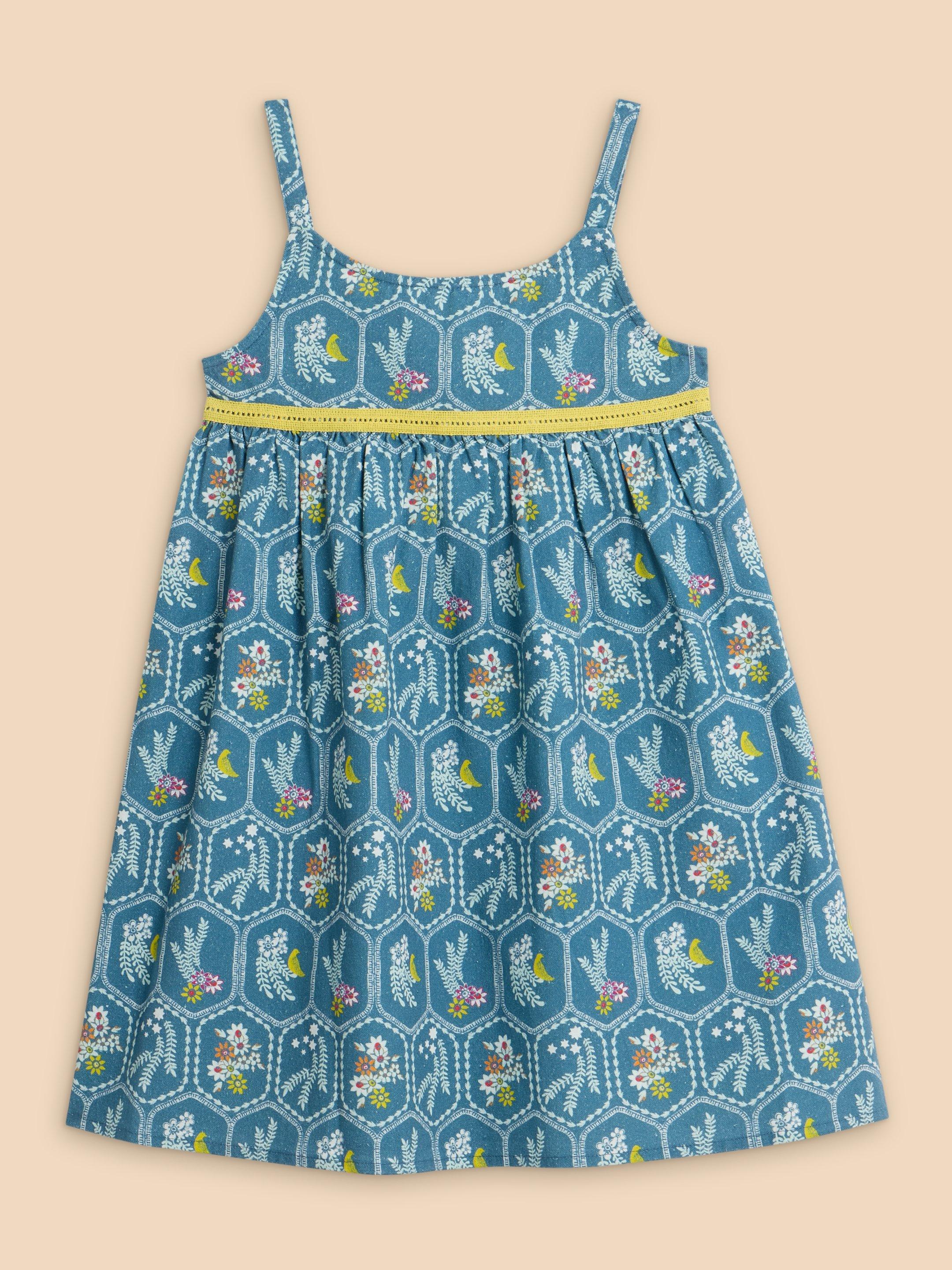 Printed Swing Dress in MID TEAL - FLAT FRONT