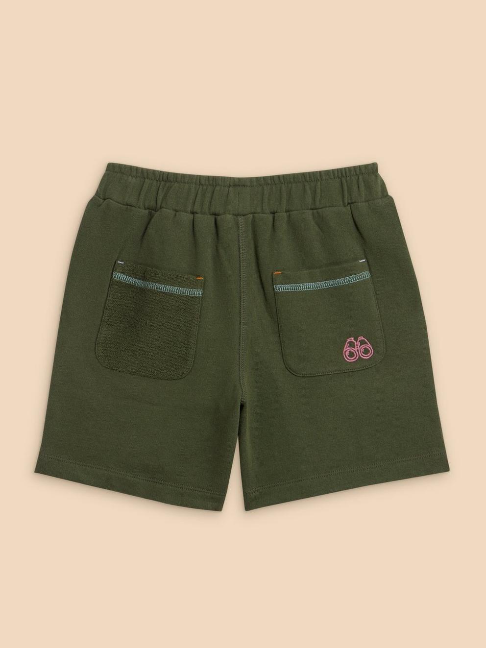 Jersey Pocket Short in KHAKI GRN - FLAT BACK