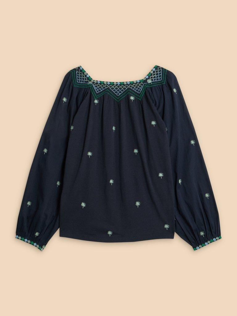 TILLY SMOCK TOP in NAVY MULTI - FLAT BACK