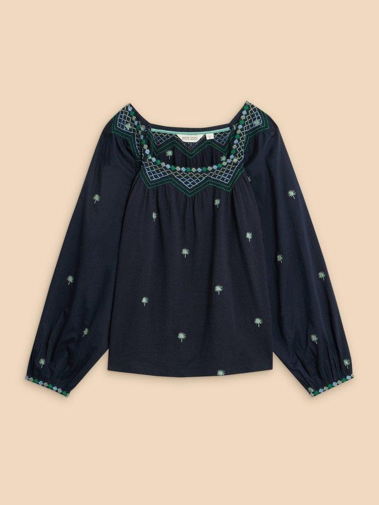 TILLY SMOCK TOP in NAVY MULTI - FLAT FRONT