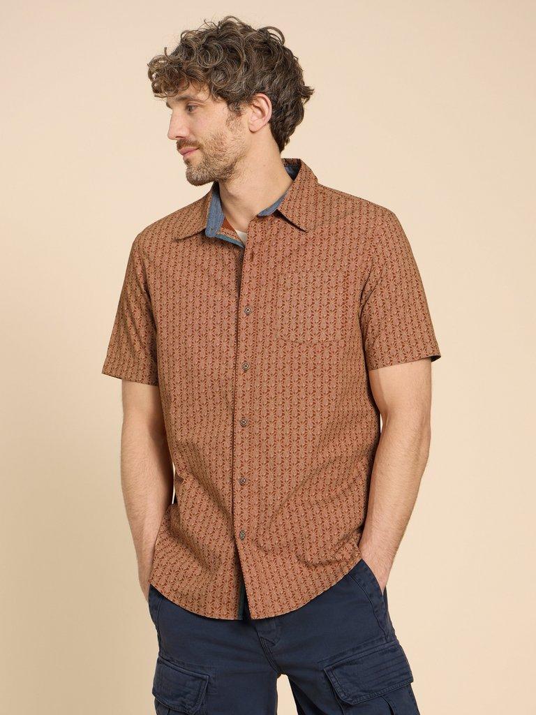 Geo Pineapple Printed SS Shirt in ORANGE PR - LIFESTYLE