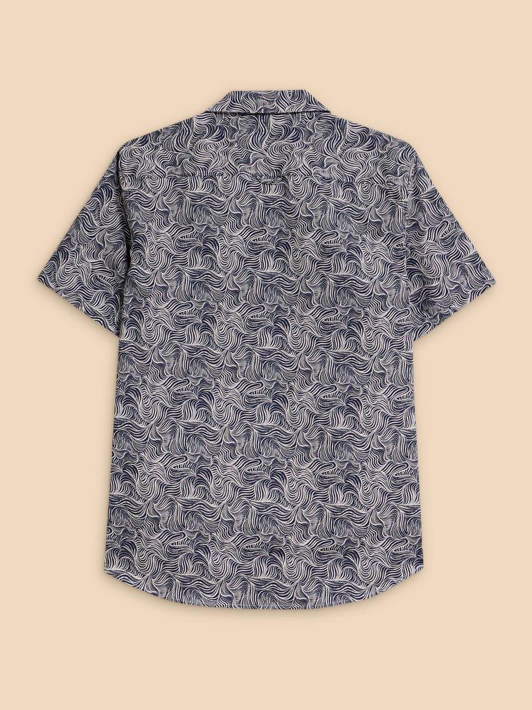 Waves Printed SS Shirt in NAVY PR - FLAT BACK