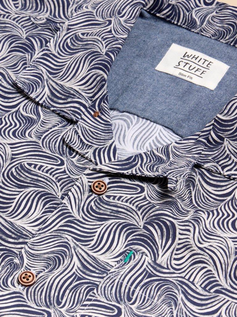 Waves Printed SS Shirt in NAVY PR - FLAT DETAIL