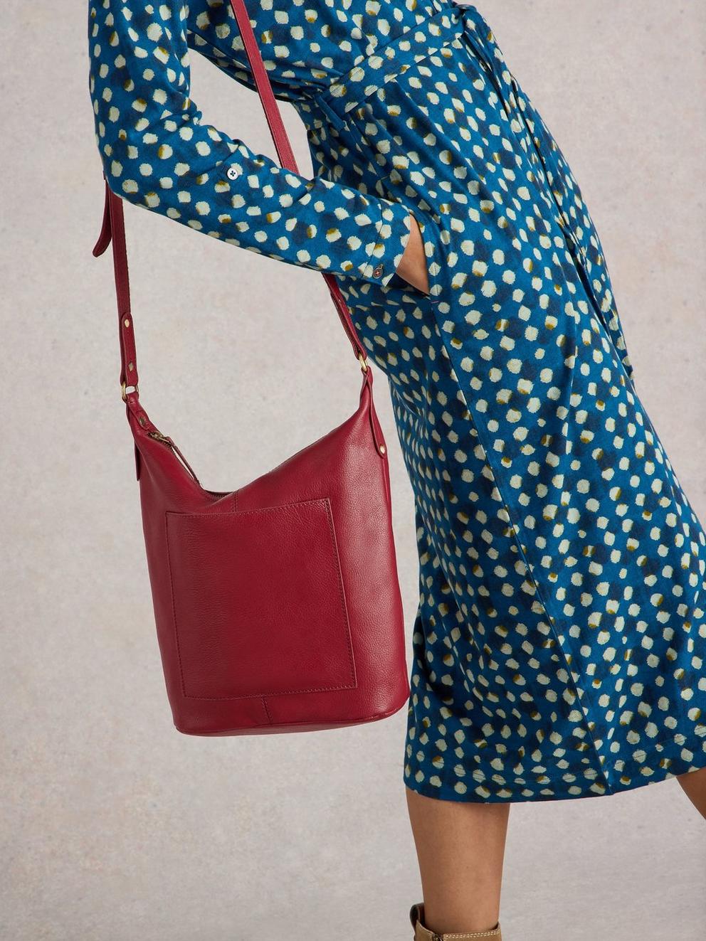 Fern Crossbody in DEEP RED - MODEL FRONT