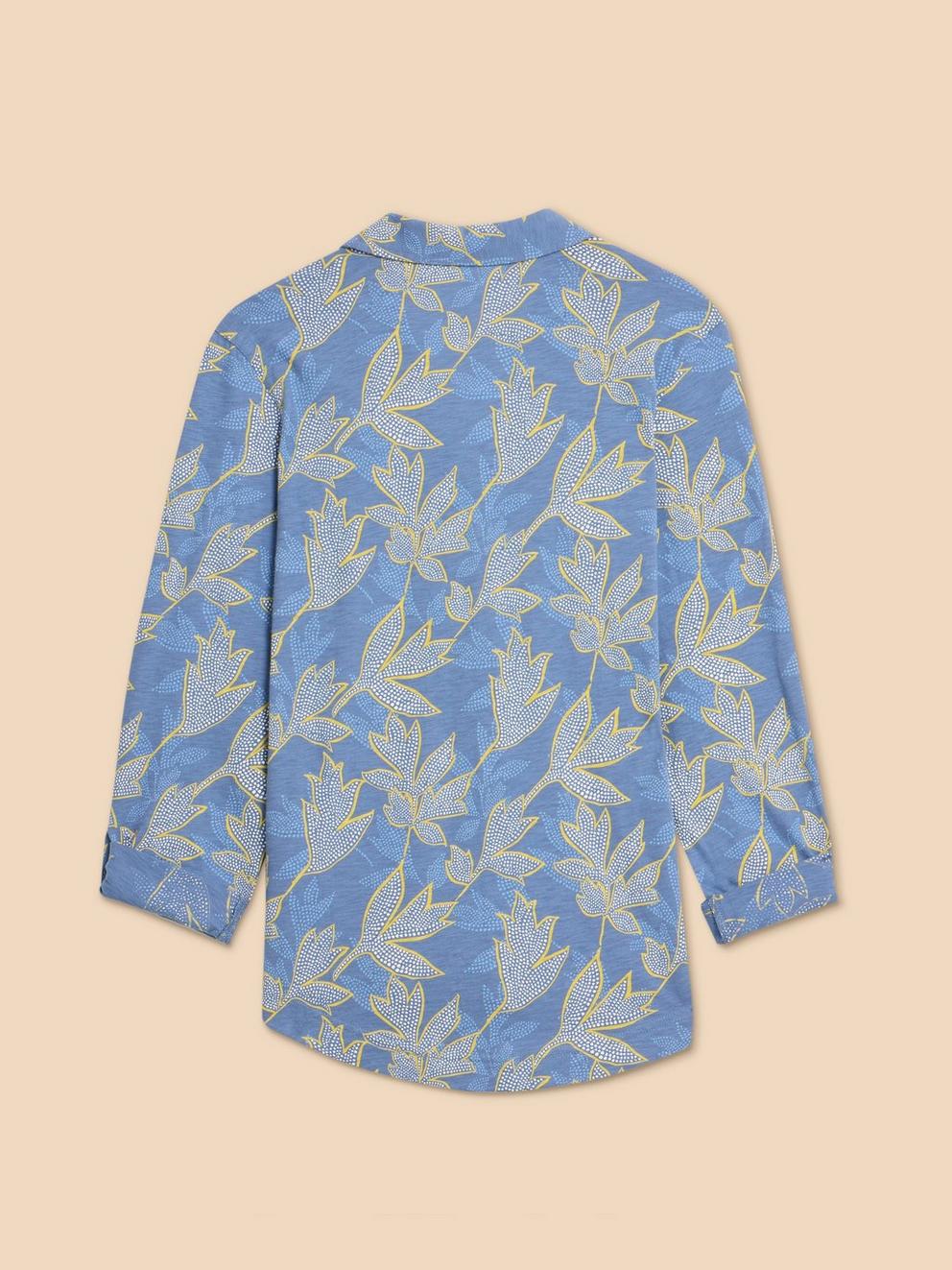 ANNIE PRINTED COTTON SHIRT in BLUE MLT - FLAT BACK