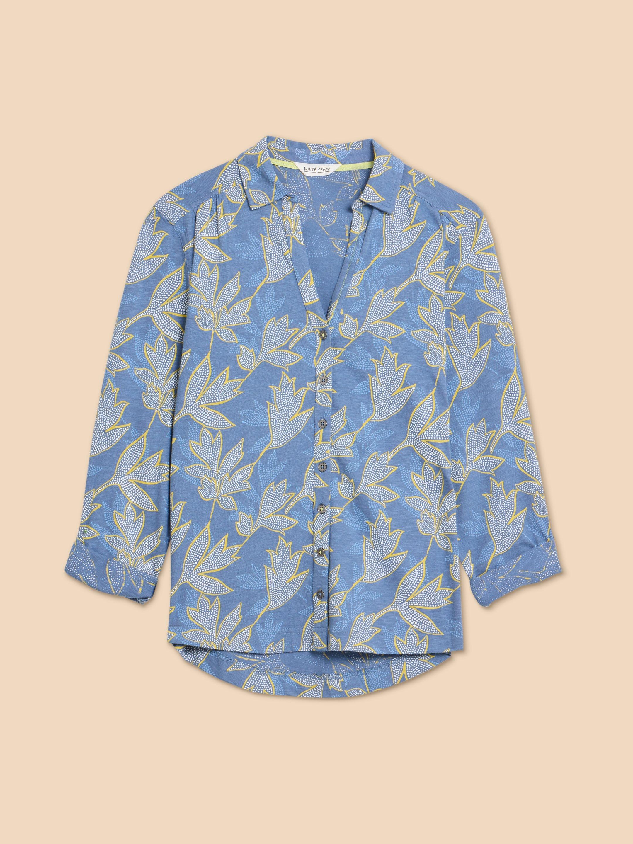 ANNIE PRINTED COTTON SHIRT in BLUE MLT - FLAT FRONT