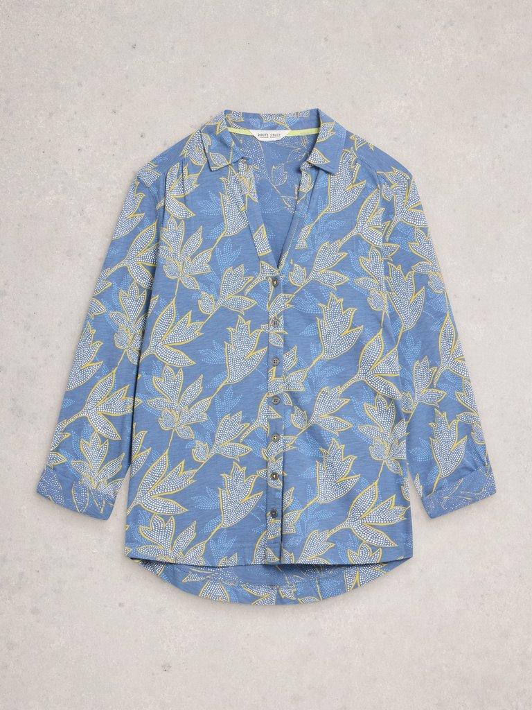 ANNIE PRINTED COTTON SHIRT in BLUE MLT - FLAT FRONT