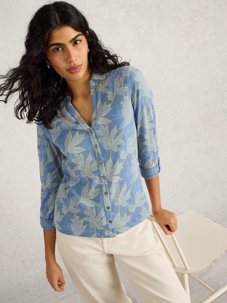 ANNIE PRINTED COTTON SHIRT in BLUE MLT - LIFESTYLE