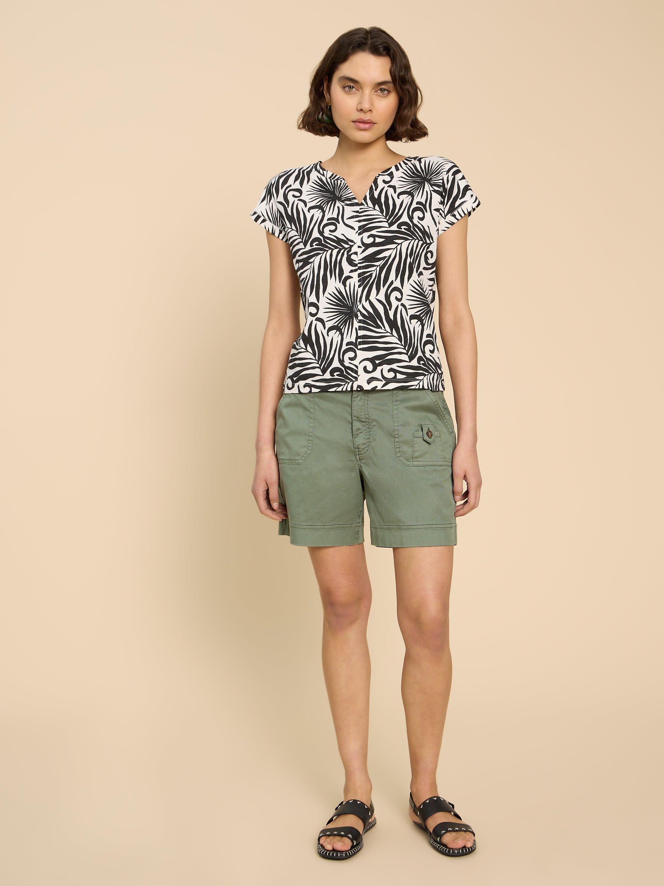 T-shirt Imprimé à Col V Pour Femme - Marque Nollie - Taille L - Orange