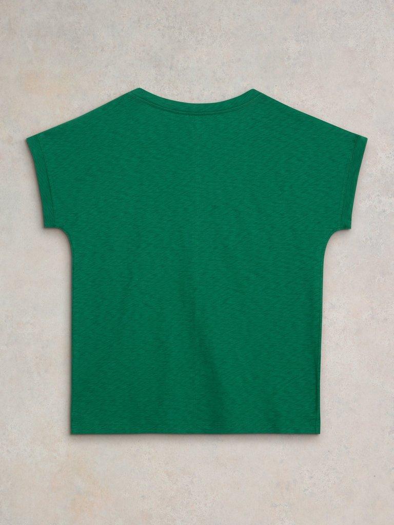NELLY COTTON NOTCH NECK TEE in MID GREEN - FLAT BACK