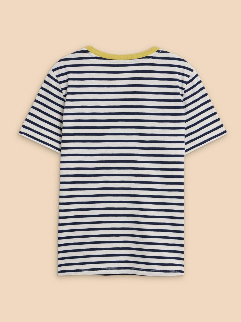 ABBIE STRIPE CREW NECK TEE in WHITE MLT - FLAT BACK