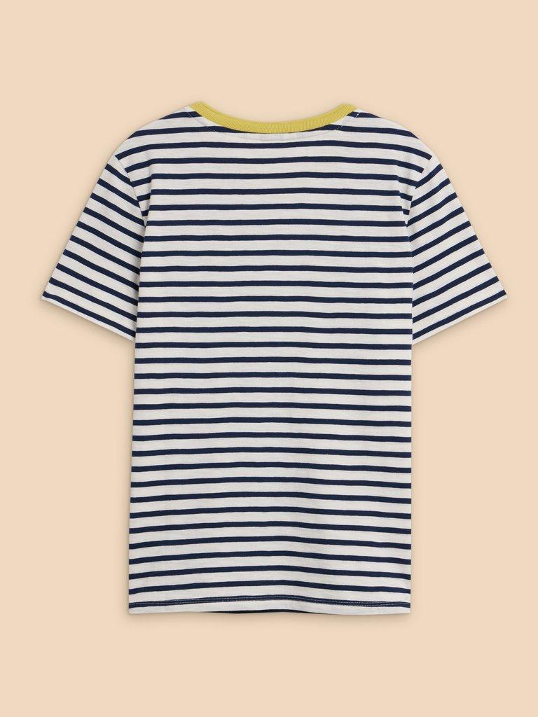 ABBIE STRIPE CREW NECK TEE in WHITE MLT - FLAT BACK