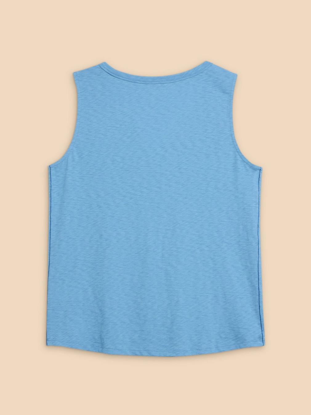 LAILA COTTON VEST in MID BLUE - FLAT BACK