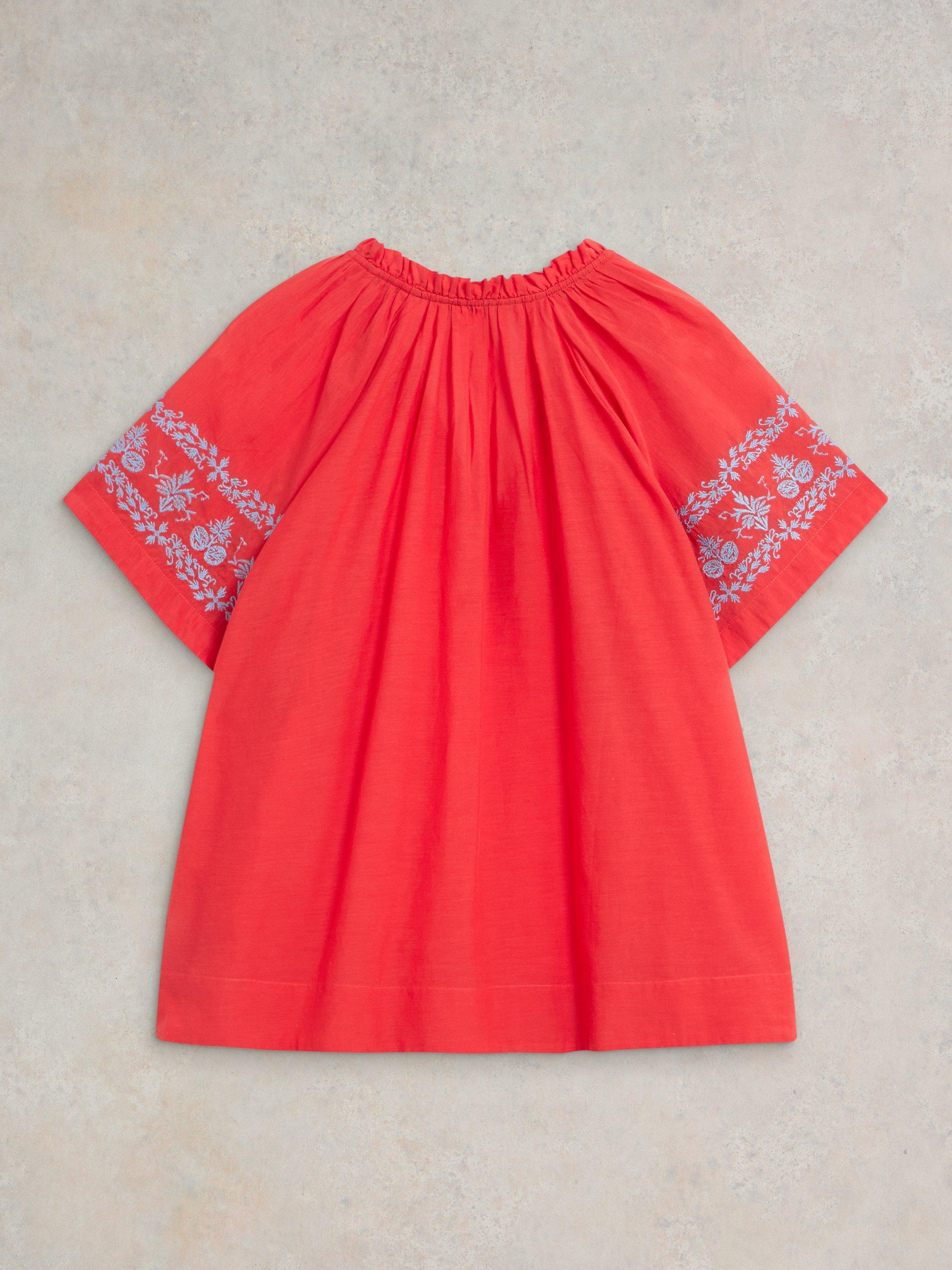 Anna Cotton Embroidered Top in ORANGE MLT - FLAT BACK