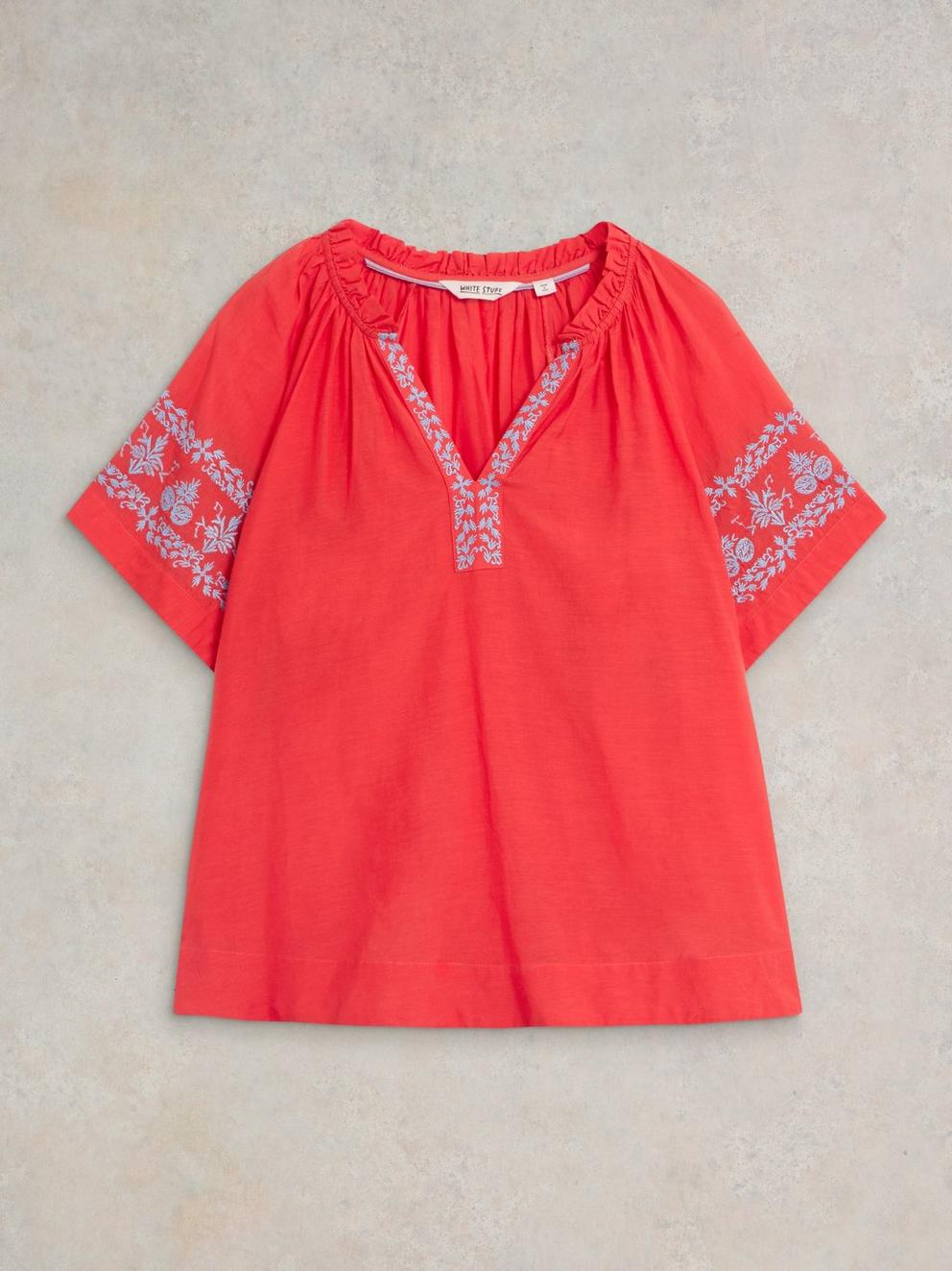 Anna Cotton Embroidered Top in ORANGE MLT - FLAT FRONT