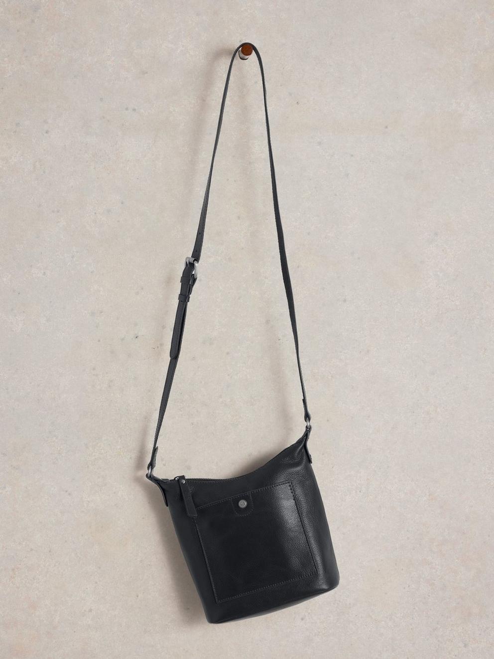 Mini Leather Fern Crossbody in DARK NAVY - FLAT FRONT