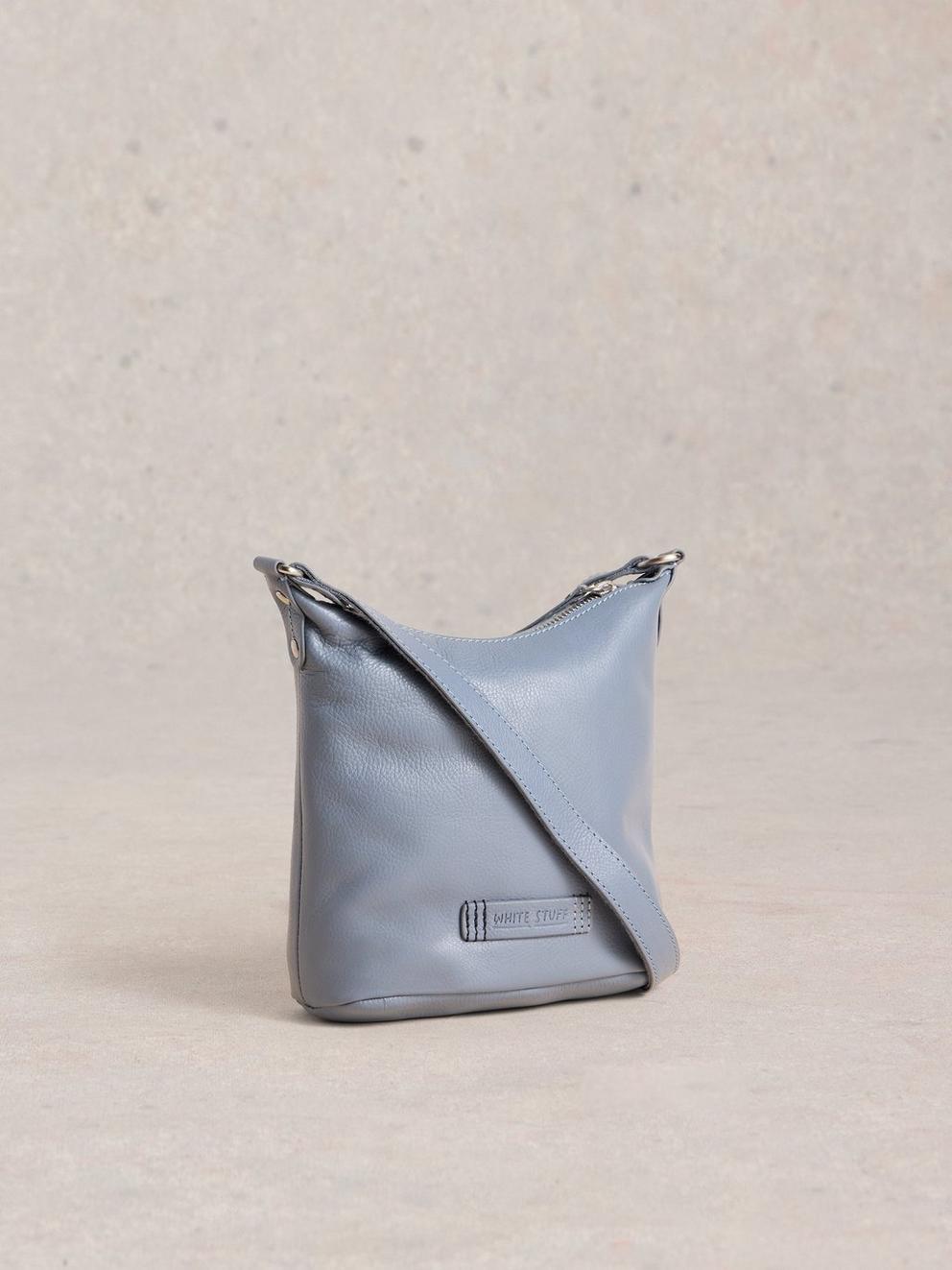 Mini Leather Fern Crossbody in DUS BLUE - FLAT BACK