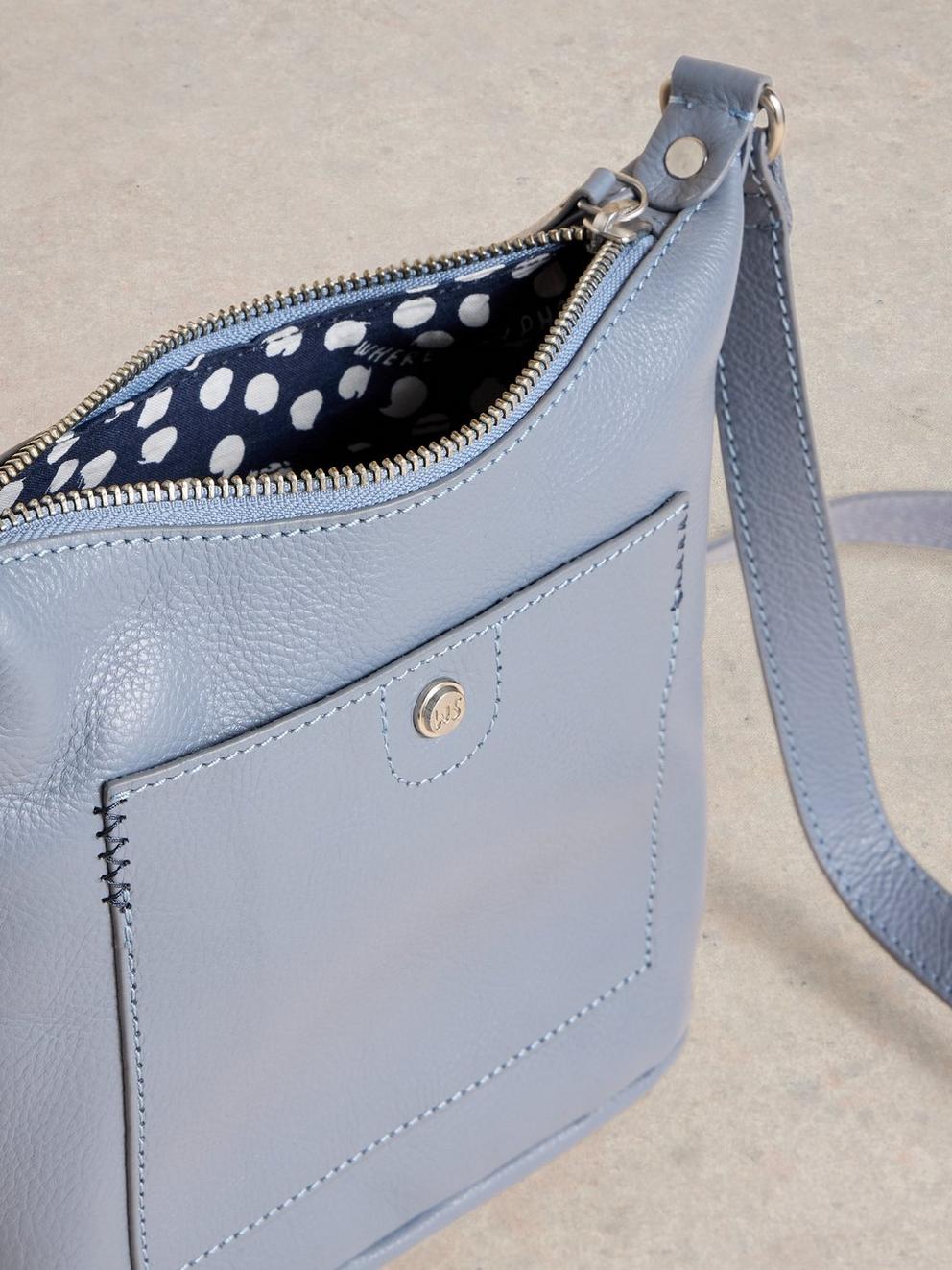 Mini Leather Fern Crossbody in DUS BLUE - FLAT DETAIL