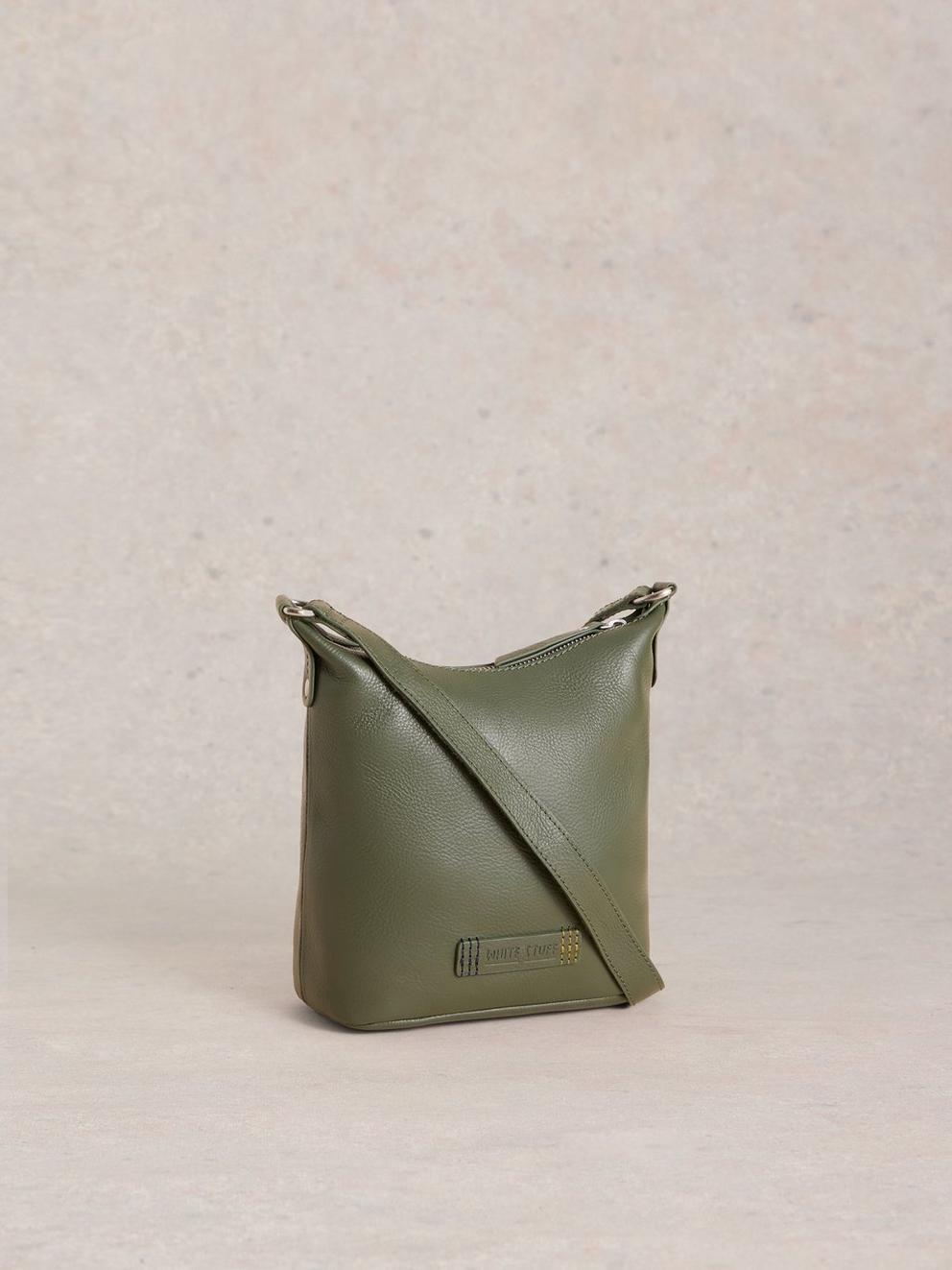 Mini Leather Fern Crossbody in KHAKI GRN - FLAT BACK