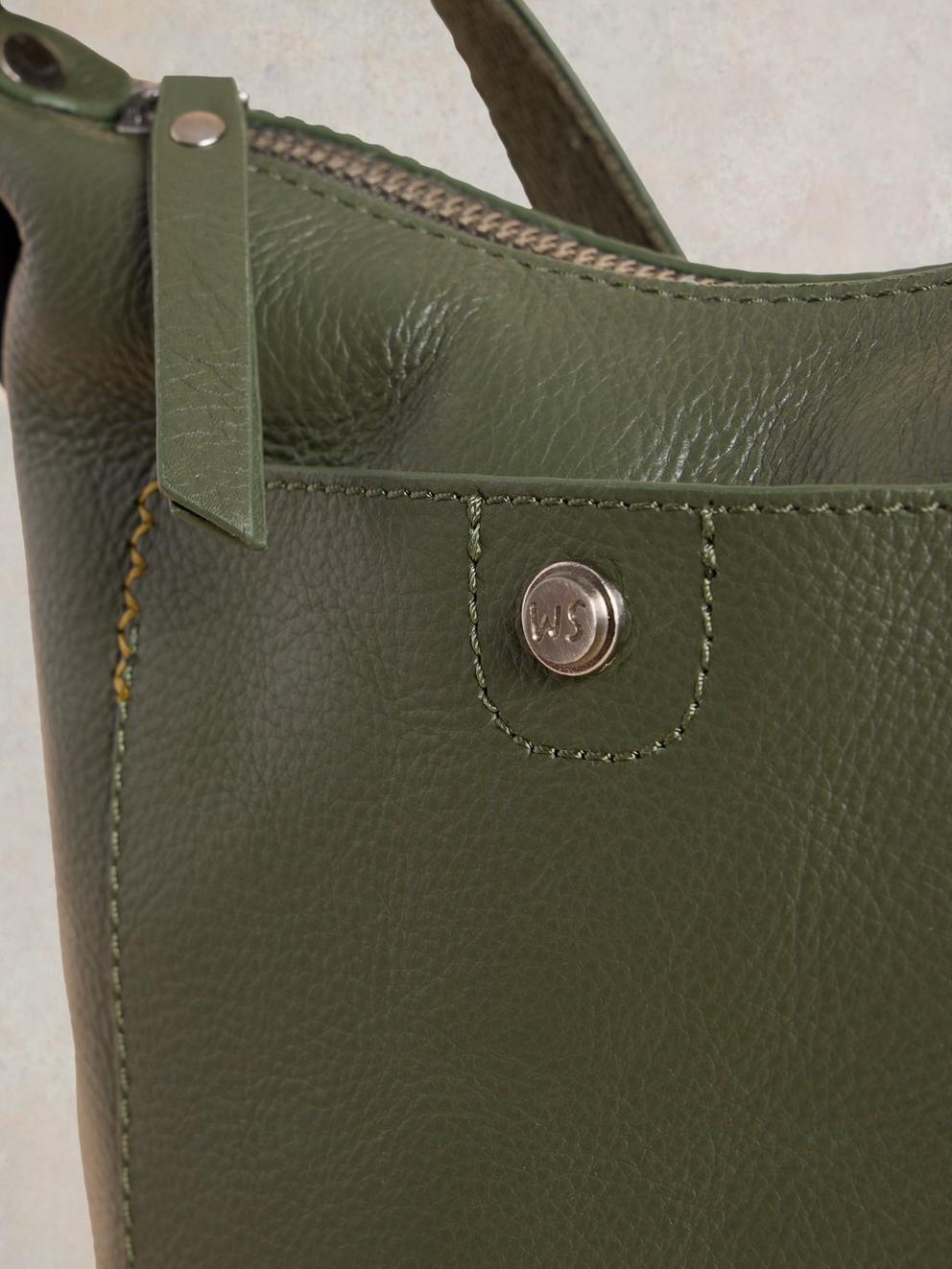 Mini Leather Fern Crossbody in KHAKI GRN - FLAT DETAIL