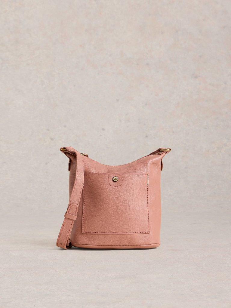 Mini Leather Fern Crossbody in MID PINK - LIFESTYLE