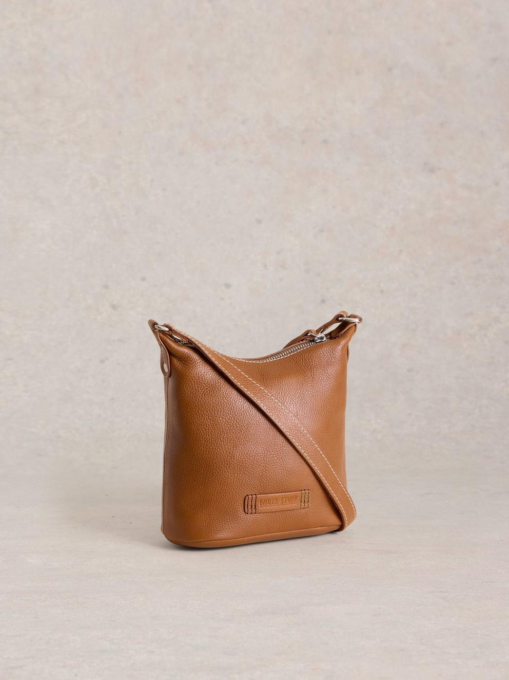 Mini Leather Fern Crossbody in MID TAN - FLAT BACK