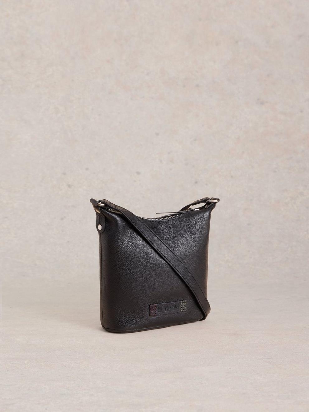 Mini Leather Fern Crossbody in PURE BLK - FLAT BACK