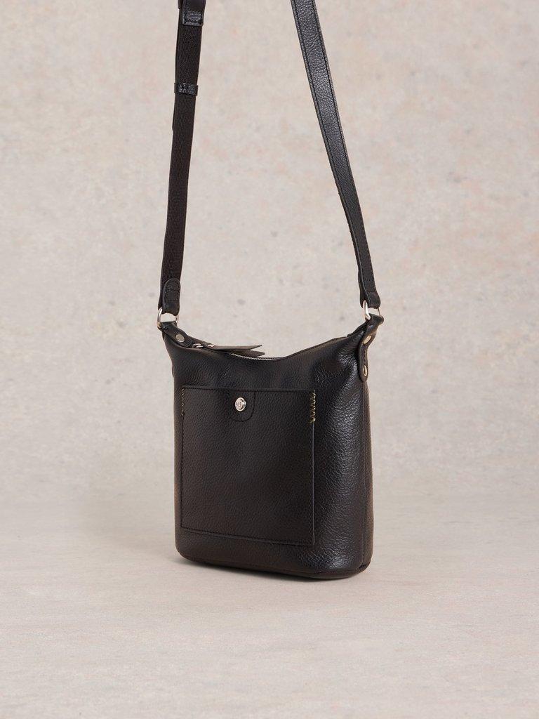 Mini Leather Fern Crossbody in PURE BLK - MODEL DETAIL