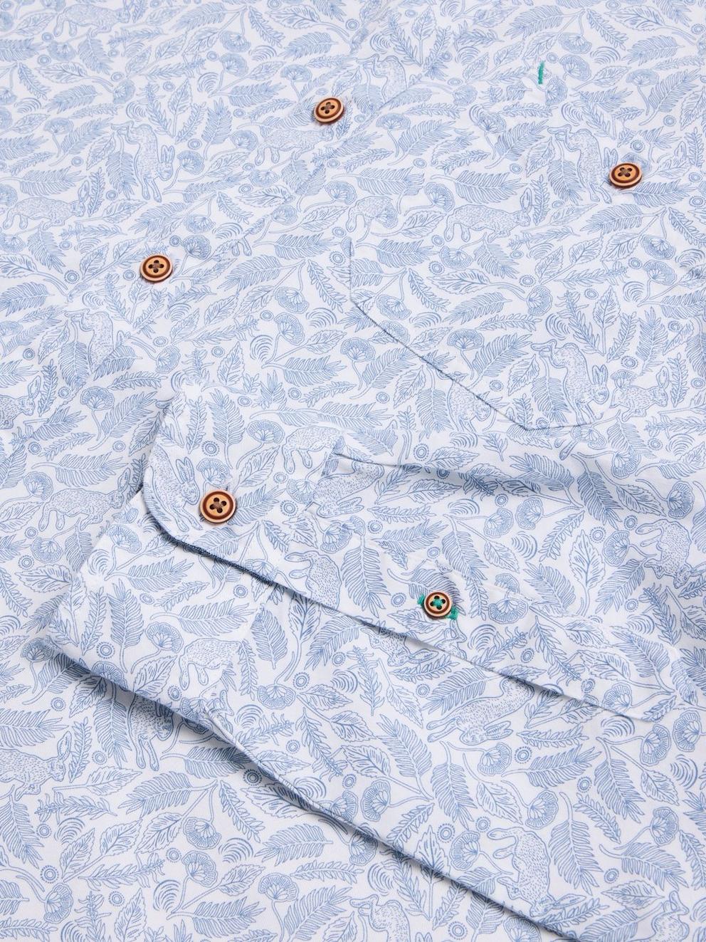 Hare Print Cotton Shirt in WHITE MLT - FLAT DETAIL