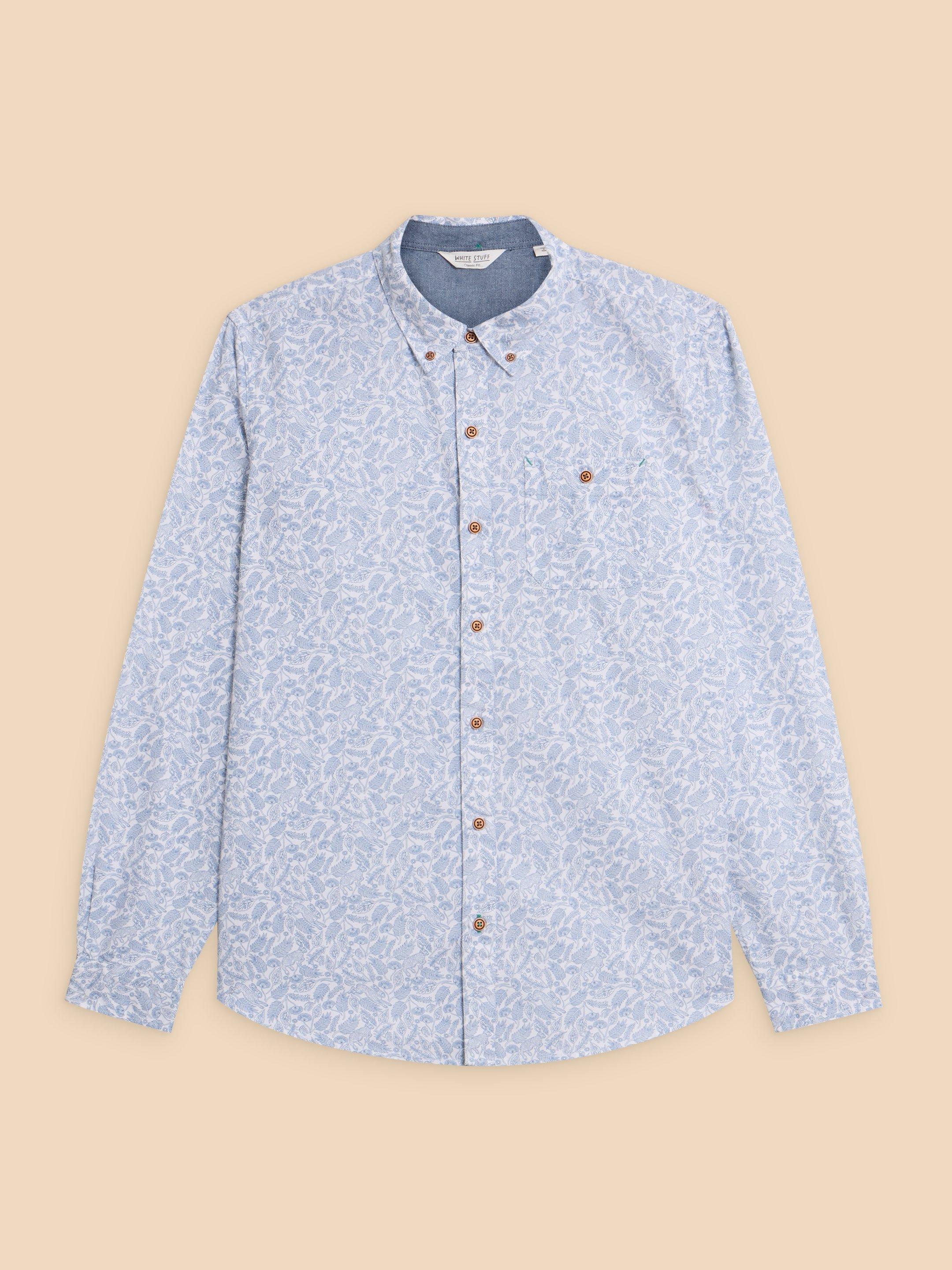Hare Print Cotton Shirt in WHITE MLT - FLAT FRONT