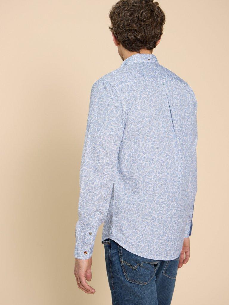 Hare Print Cotton Shirt in WHITE MLT - MODEL BACK