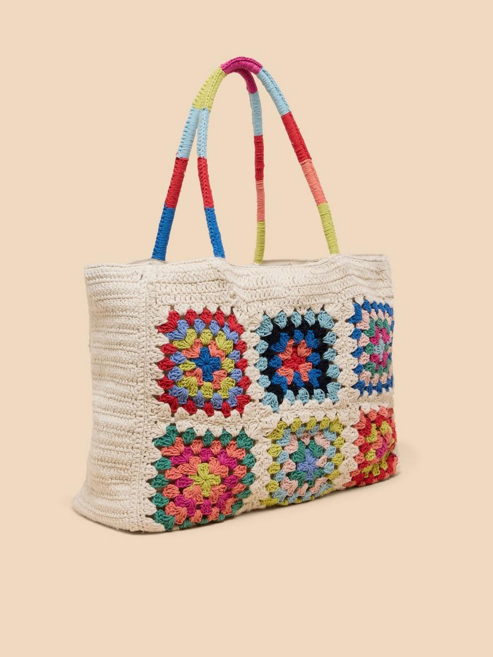 Callie Crochet Tote in NAT MLT - FLAT BACK