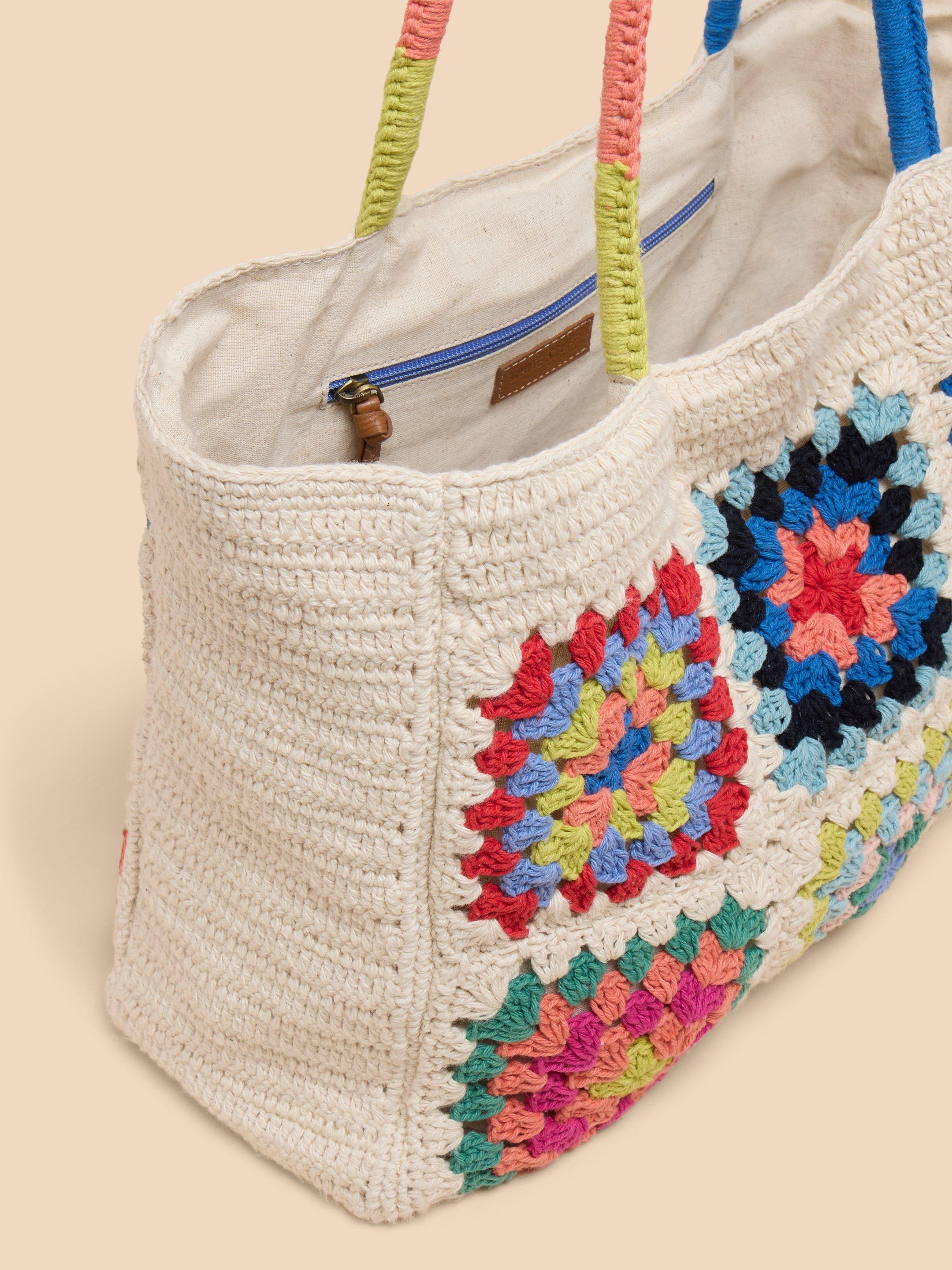 Callie Crochet Tote in NAT MLT - FLAT FRONT
