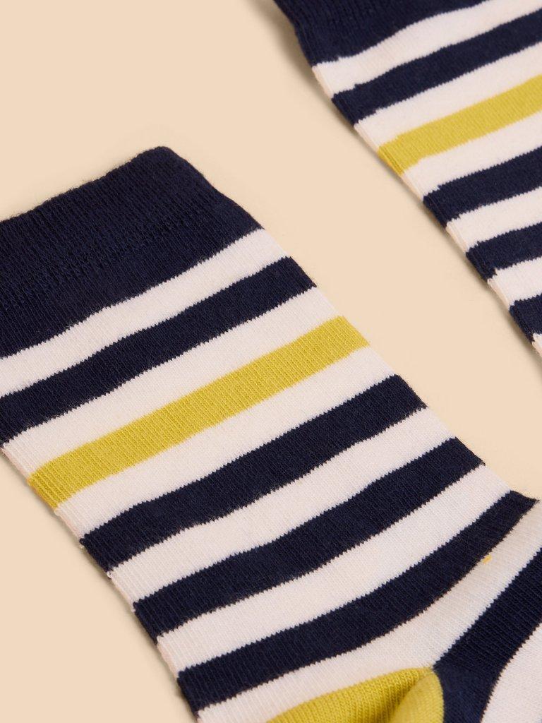 Striped Ankle Sock in NAVY MULTI - FLAT FRONT