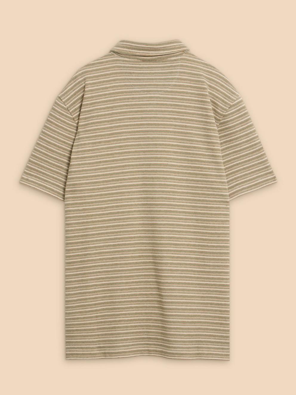 Grange Stripe Polo in GREEN MLT - FLAT BACK