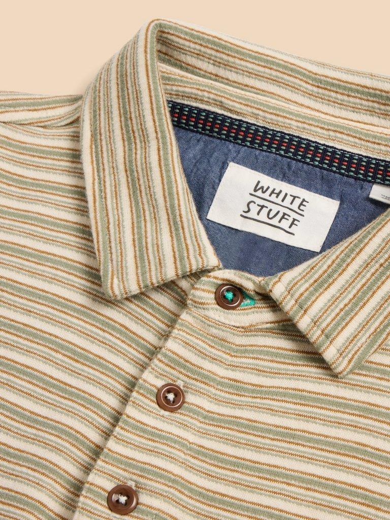 Grange Stripe Polo in GREEN MLT - FLAT DETAIL