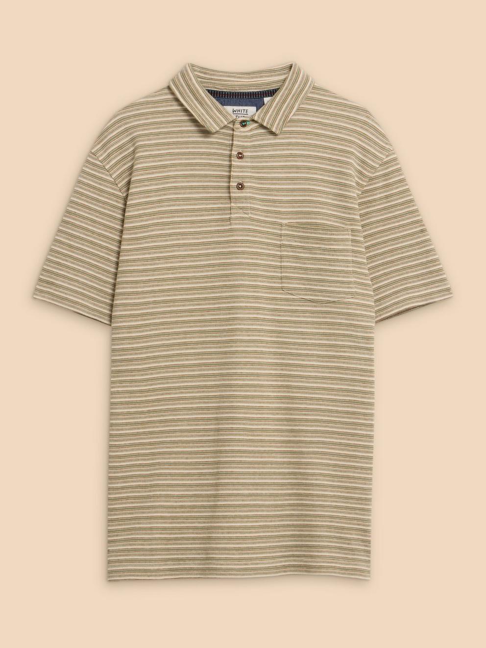 Grange Stripe Polo in GREEN MLT - FLAT FRONT