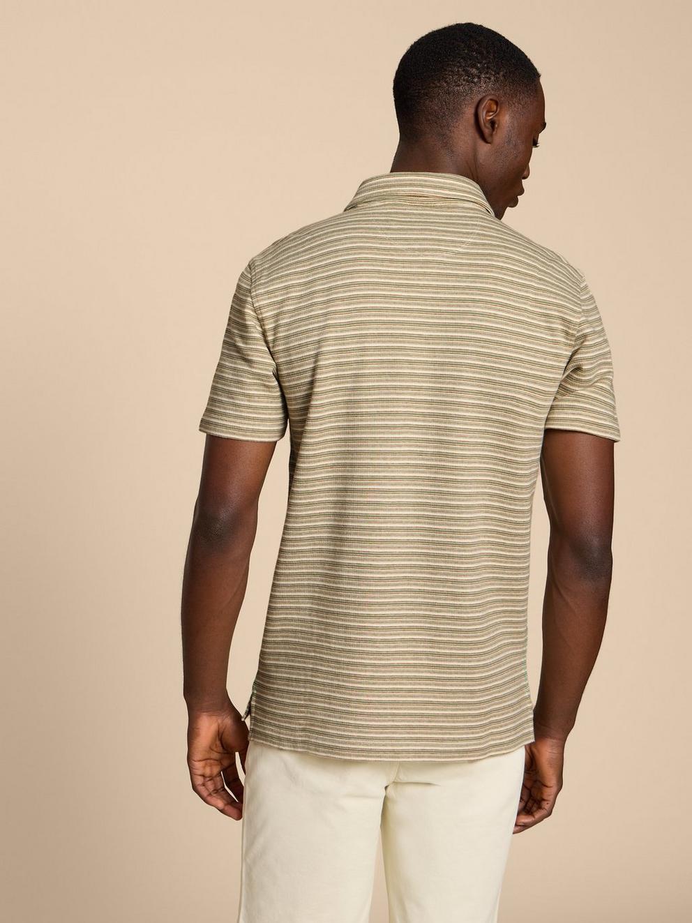 Grange Stripe Polo in GREEN MLT - MODEL BACK