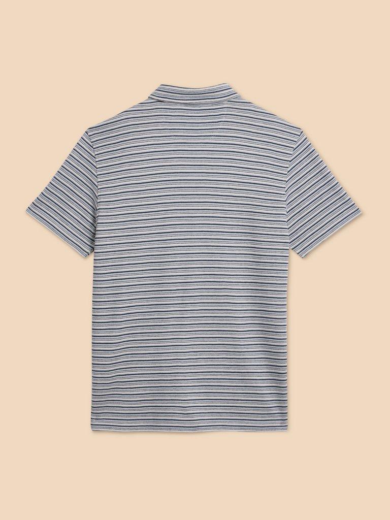 Grange Stripe Polo in WHITE MLT - FLAT BACK