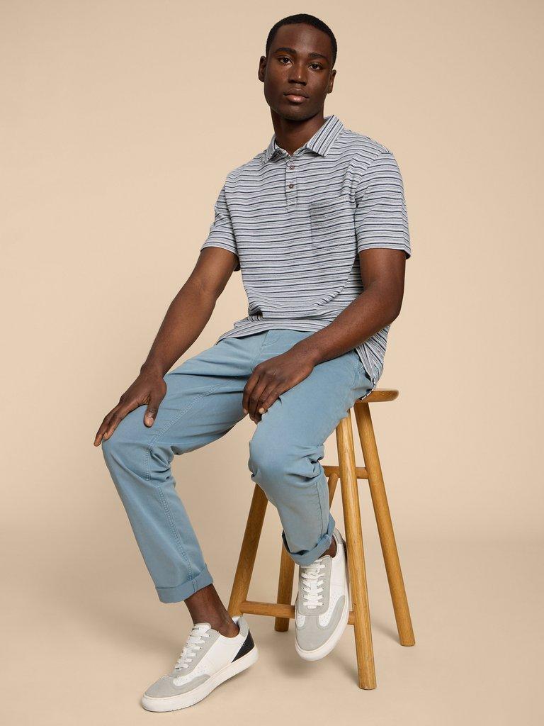 Grange Stripe Polo in WHITE MLT - LIFESTYLE