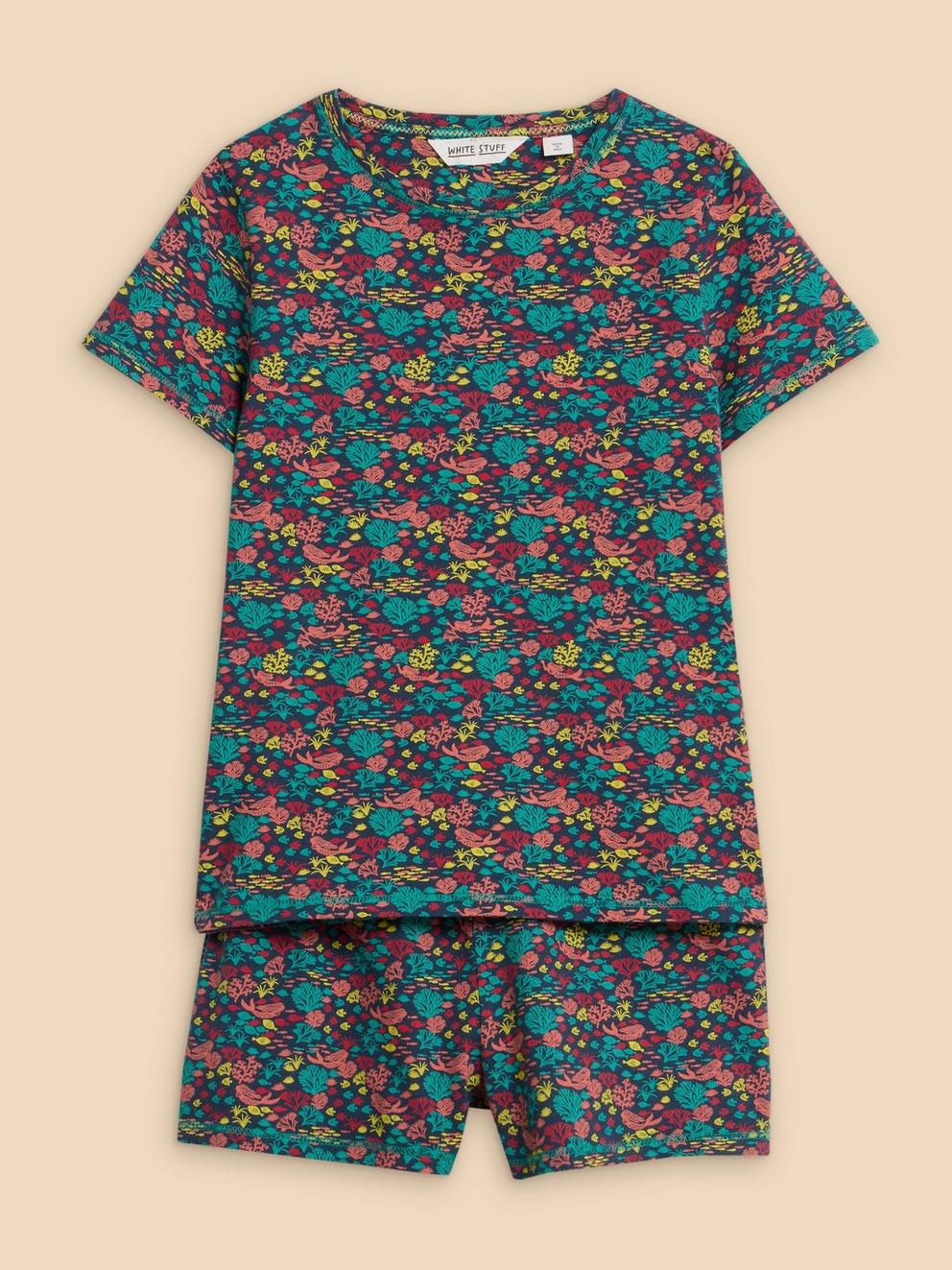 Sealife Short PJ Set in NAVY MULTI - FLAT FRONT