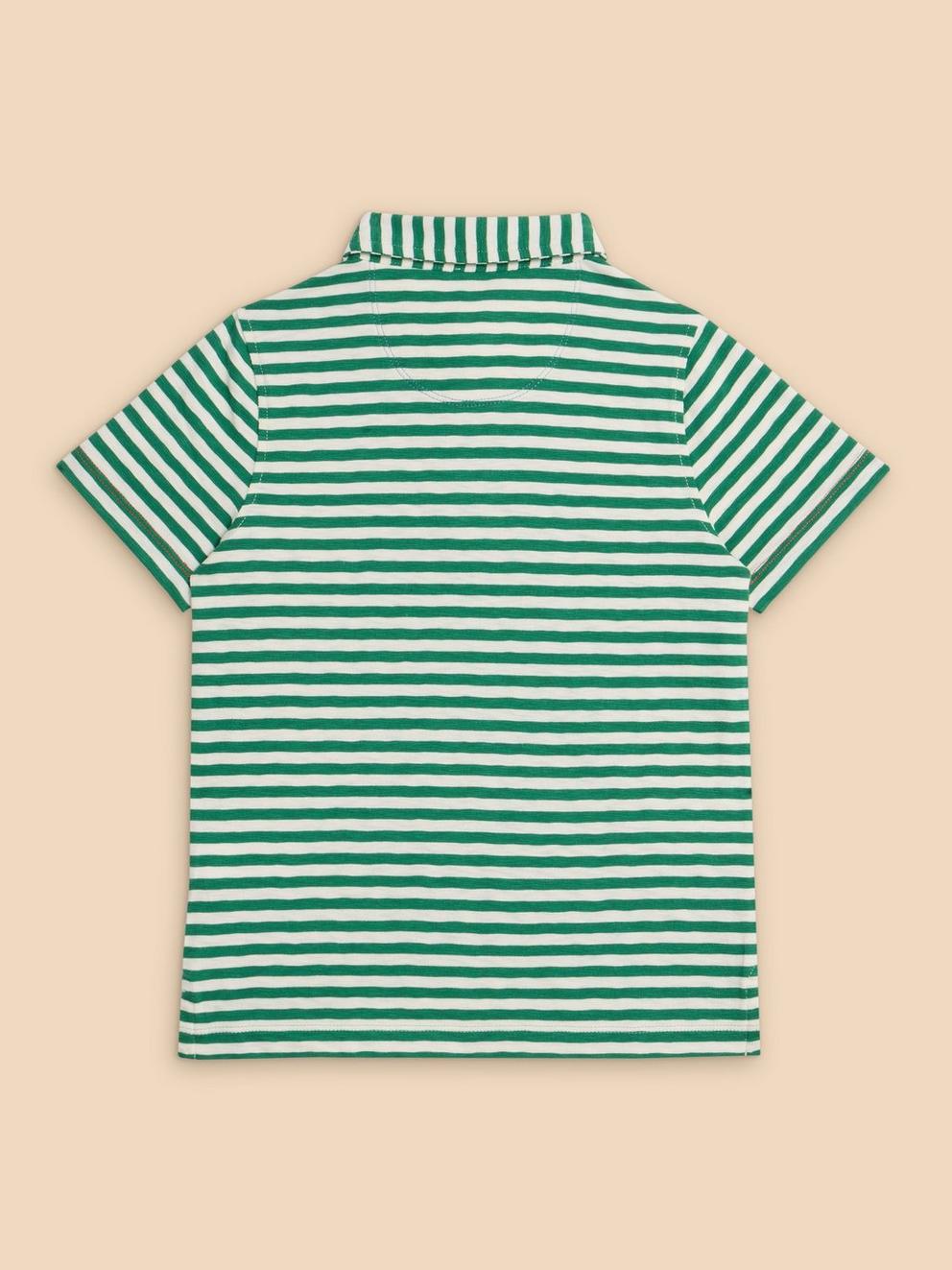 Surfers Stripe SS Polo in MID GREEN - FLAT BACK