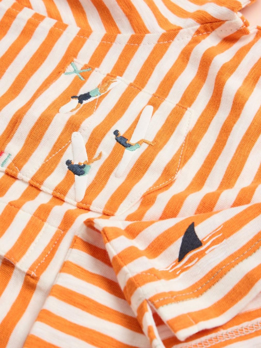 Surfers Stripe SS Polo in MID ORANGE - FLAT DETAIL